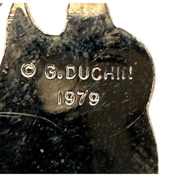 Vintage 1979 G Duchin Etched 1984 Brass Rocking Horse Bear Christmas Ornament - Picture 3 of 4